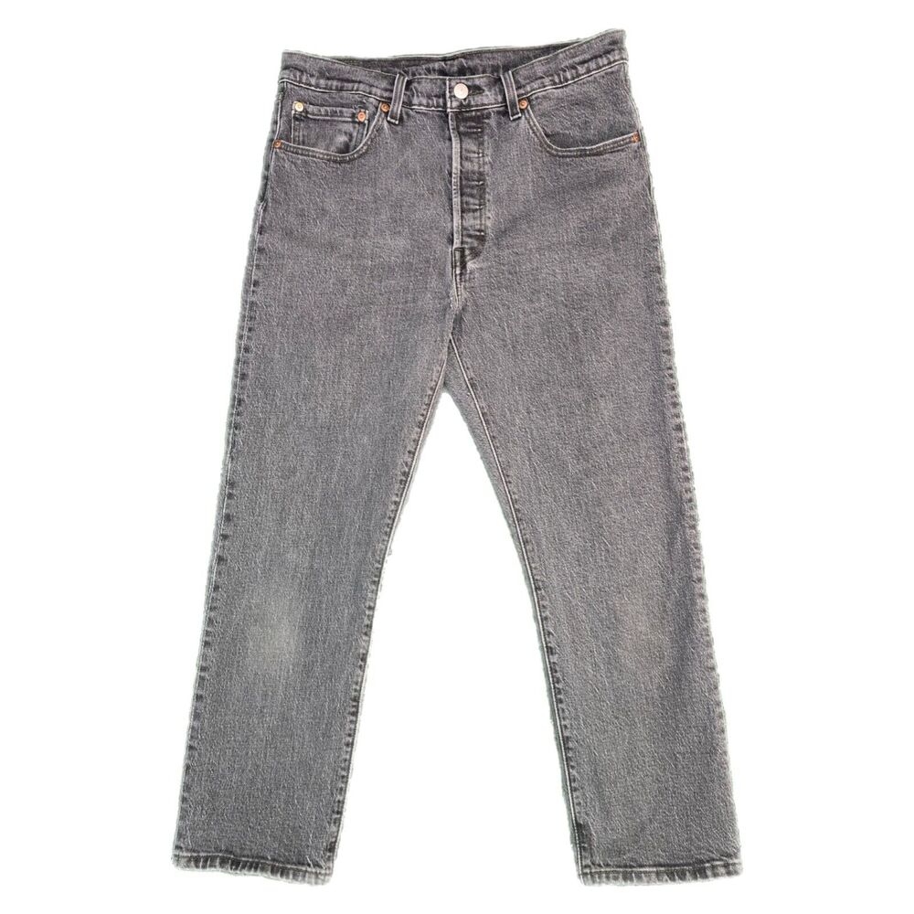 Levi 501 Jeans Big E Womens 31x26 Straight Leg Black Gray Wash Button Fly
